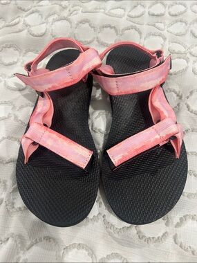 Teva Pink Strap Sport Sandals with Black Footbed